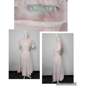 Vintage L'Aiglon Dress Women's Pale Pink Short Sleeve #W2752